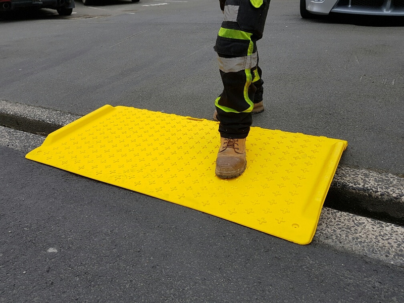 Plastic Yellow Pedestrian Ramp Kerb Ramps, Speed Humps & Cable Protectors TMC Ltd Traffic