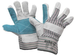 Split  Leather Glove (Grey/Stripe)